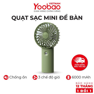 Quạt mini cầm tay pin 32 giờ Baseus/ Yoobao pin 6000mah/ 3000mah chính hãng