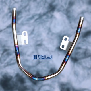 Tay Xách ( Cảng sau ) Inox 304 Khò Màu TiTan Cực Đẹp Cho Wave 100, Wave 110, Wave 50cc - Đầu chụp nhôm CNC