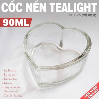 Cốc nến tealight trái tim thủy tinh - hũ làm nến thơm handmade diy
