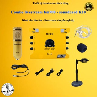 Micro Livestream Sound Card XOX K10 2020 & Mic BM900 Hát Livestream Điện Thoại Máy Tính, Smilelife Studio
