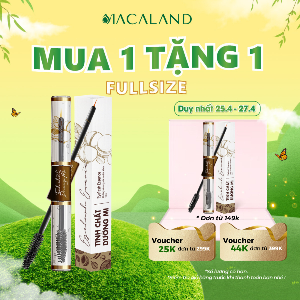 Tinh chất dưỡng mi dài cong chỉ sau 2 TUẦN 5ml/10ml MACALAND từ Mầm Đậu Xanh, Dầu Mắc Ca, Cỏ Ba Lá Đỏ