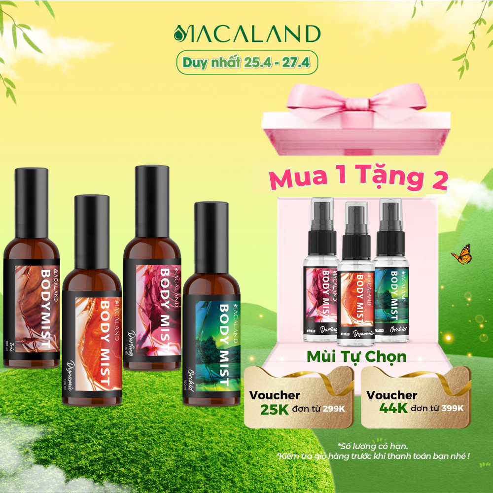 Body Mist xịt thơm toàn thân MACALAND 20ml/35ml/100ml hương thơm nước hoa kết hợp dưỡng ẩm da