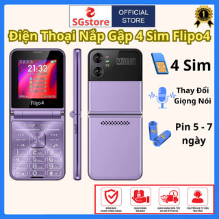 Điện thoại mini nắp gập Flilo4, 4 sim 4 sóng ổn định, Hỗ trợ giả giọng nói, Bảo hành chính hãng 12 tháng