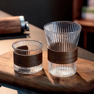 Ly thủy tinh pha chế cafe dung tích 170ml-300ml có kèm đai gỗ chống nóng