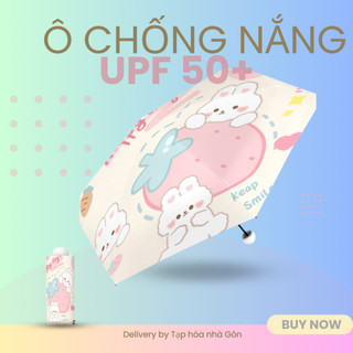 Ô dù gấp gọn cao cấp, gấp gọn bằng bàn tay tiện dụng đi mưa, đi nắng chống tia UV