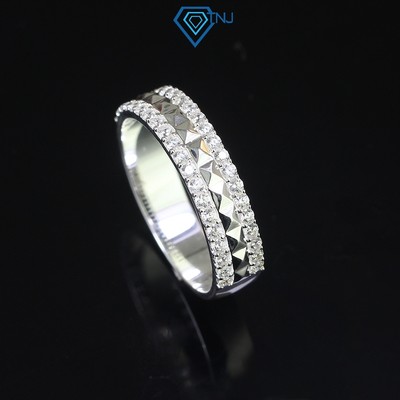 Nhẫn bạc nam bản tròn 2 viền đính đá cách điệu sang trọng NNA0555 - Trang Sức TNJ