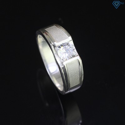 Nhẫn bạc nam viền nhám đính đá chủ chìm phong cách đơn giản NNA0558 - Trang Sức TNJ