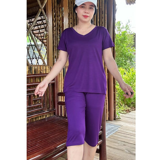 TPS1108(M-7XL) Đồ Bộ Lửng Nữ Cổ Tim Thun Lụa TuyenPhan Big Size
