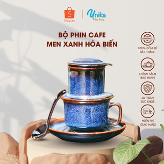 Bộ phin cafe xanh hoả biến cao cấp bán lẻ - Phin pha cafe gốm Bát Tràng