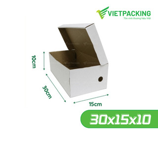Combo 20 Hộp Carton Đựng Giày Màu Trắng 30x15x10 đựng vừa nhiều loại giày dép, hộp đẹp sang trọng