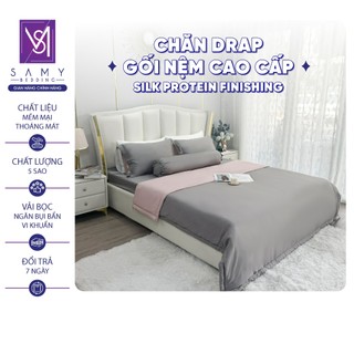 Bộ Chăn Ga Gối Lụa Tencel Coolsilk SAMY BEDDING Xám hồng Mềm Mịn