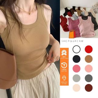 Áo 3 Lỗ Ôm Body CÓ MÚT ĐỆM , Áo 2 Dây Chất Len Gân Trơn Co Dãn 4 Chiều Phối Áo Sơ Mi Năng Động Phong Cách Qccc Shopquaca