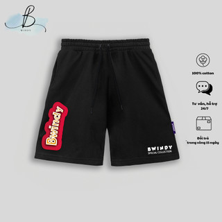 Quần Thun Ngố Nam Họa Tiết Bwindy Short Nỉ Đùi Dày Dặn Có Túi Kèm Dây Rút
