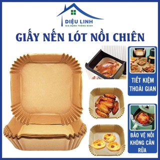  Giấy Lót Nồi Chiên Không Dầu Lò Vi Sóng Set 50 Miếng Vuông Khay Giấy Nến Vàng Đựng Thực Phẩm Chống Dính Dieulinhshop 