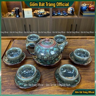  Bộ Ấm Chén Búp Sen Ngọc Thạch Bộ Ấm Trà Ngọc Thạch Bát Tràng Cao Cấp 