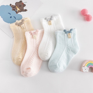 [SÉT 4 ĐÔI]Tất lưới điều hòa cao cổ cotton thoáng khí họa tiết Mickey cho bé từ 0-4 tuổi