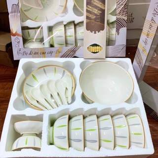   ĐĨA TRÒN  Bộ đồ ăn 11 món  CAO CẤP bát đĩa tô chén gốm sứ cao cấp ,bộ tô chén,bộ bát đĩa gốm sứ cao cấp 