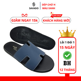  Dép Nam Chữ H Màu Xanh Chất Liệu Da Cao Cấp Dép HM Nam Đi Chơi Đi Học Đi Làm  SVD06  