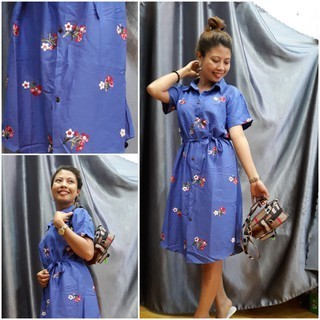 Đầm sơ mi thời trang nữ,thêu hoa