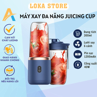 Máy Xay Sinh Tố Juicing Cup 300ML Cầm Tay 6 Lưỡi 2 Cối  - Sử Dụng Pin Sạc Cổng USB Siêu Tiện Lợi