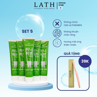 Kem đánh răng Hàn Quốc LATH HONEY HERB TOOTHPASTE SET 5 CÂY 150g x 5