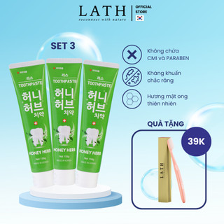Combo 3 Kem đánh răng Hàn Quốc Lath Honey Herb, giảm mùi hôi miệng, chắc khỏe nướu và răng 150gX3
