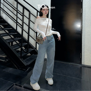 Quần jean nữ ống rộng lưng tua cạp trễ thấp TiQi Jeans B2-318