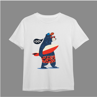 Áo thun 100% cotton hình Gấu trượt ván by Lamm