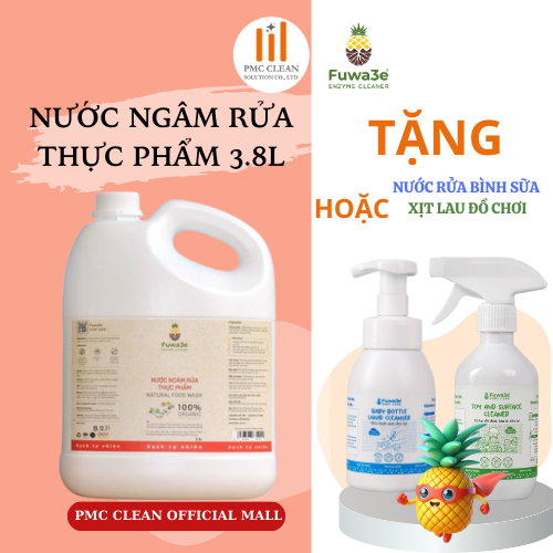 Nước Ngâm Rửa Rau Củ Quả, Thực Phẩm FUWA3E Hương Dứa Chứa 3.8L EnZyme Sinh Học, Sạch Hóa Chất, Khử Mùi An Toàn