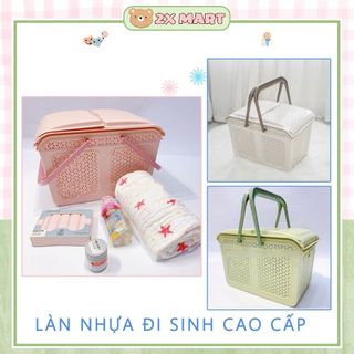 Hàng cao cấp] Giỏ đi sinh làn đựng đồ cho mẹ và bé đa năng có nắp đậy LN001.