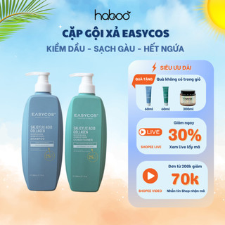 Bộ dầu gội xả kiềm dầu, giảm rụng tóc, phục hồi tóc hư tổn, kích thích mọc tóc EASYCOS Nourishing & Smoothing 800ml