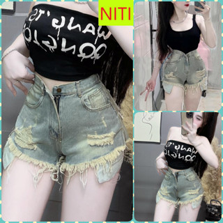[SOBJ1513] QUẦN SHORT JEAN ĐÙI NỮ LƯNG CAO RÁCH NHẸ LAI LỘ TÚI XÙ TUA MÀU XANH BỤI VÀNG SIÊU CHẤT CỰC HOT HIT