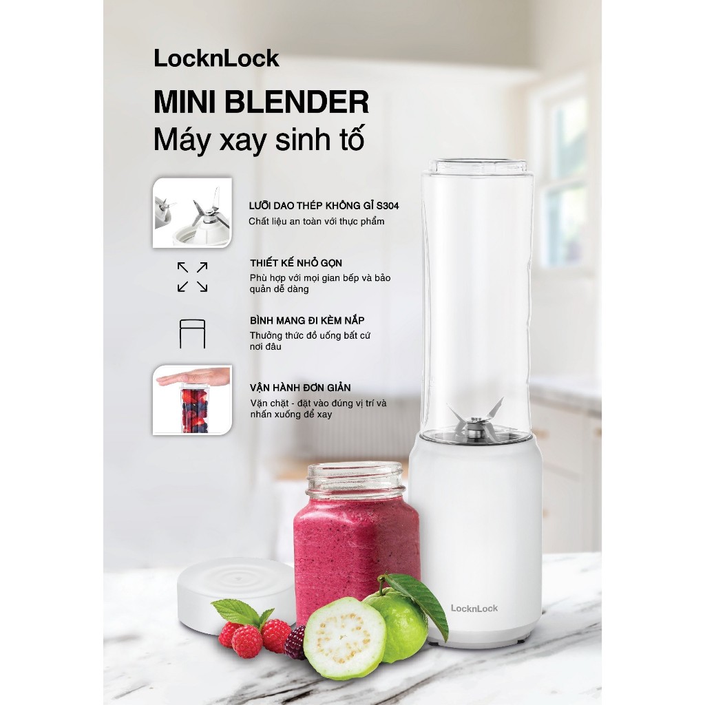 Máy xay sinh tố mini blender LocknLock EJM433WHT (280ml)