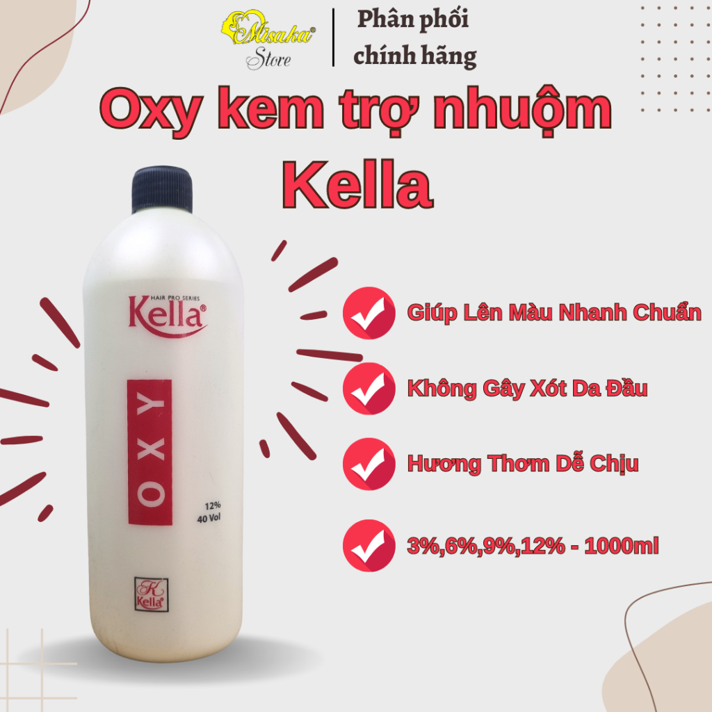 Oxy Kem trợ nhuộm Kella , không xót da đầu - 1000ml