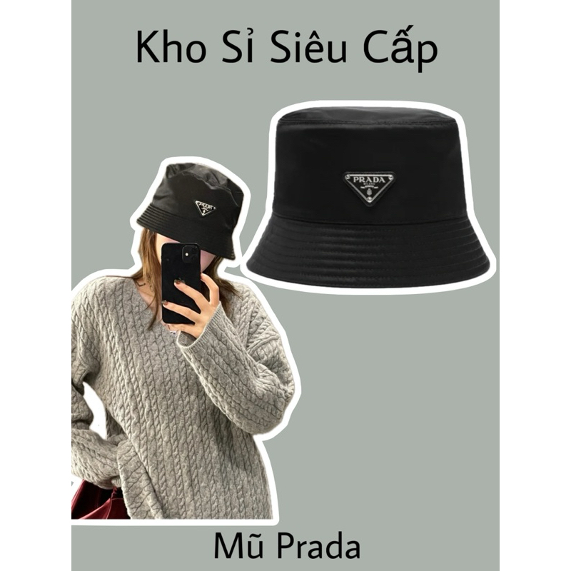 [💥HOT ITEM] - Mũ Pra.da - Mũ Pra.da Bucket Đen Trơn Phối Logo Sang Trọng Nam Nữ - Bản Cao Cấp