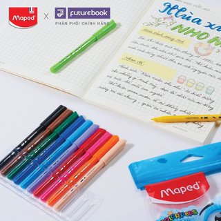 Viết lông màu nước bộ dụng cụ học tập học sinh futurebook x maped - gồm12 bút đủ màu