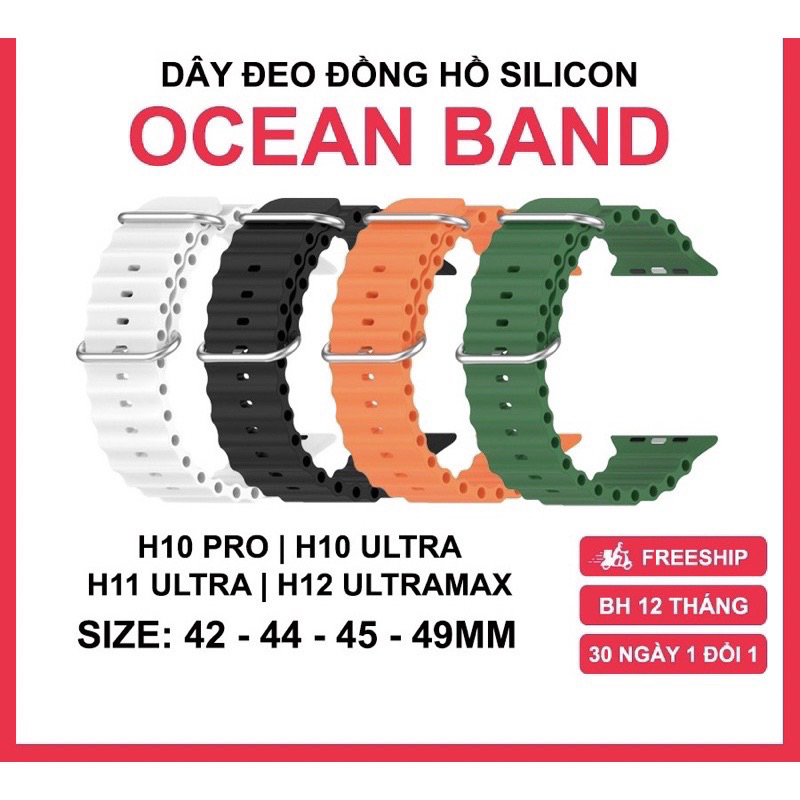 Dây Đeo Đồng Hồ Thông Minh Silicon cho H10 Pro, H10 ultra, H11 Ultra - Size 42,44,45,49mm, 3 chấu, l