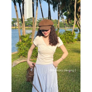 Áo kiểu dáng ôm màu trắng [STORY] A3476 (Ảnh thật)