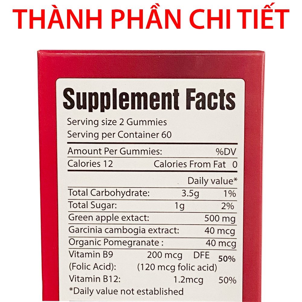 Viên kẹo giấm táo Apple Cider giúp đẹp da, giảm cân, tăng cường sức khỏe - Chai 60 viên