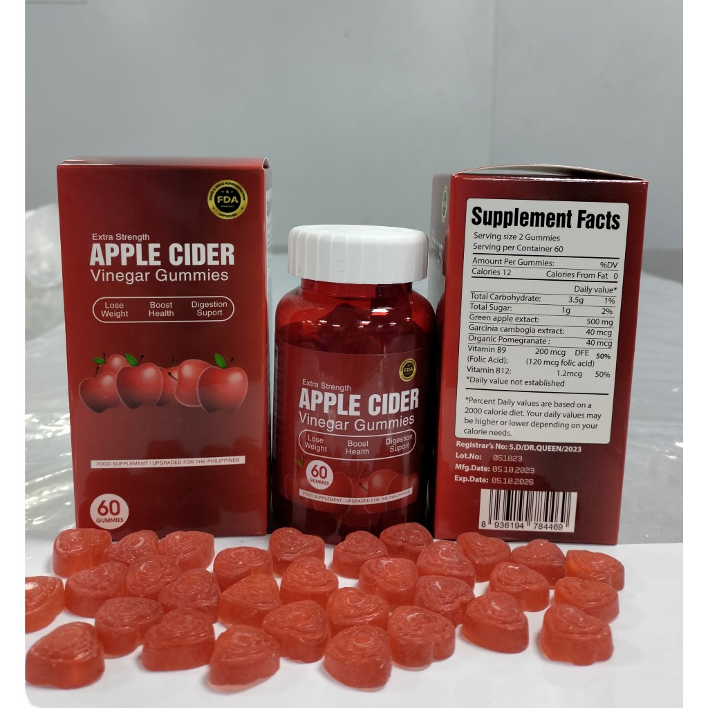 Viên kẹo giấm táo Apple Cider giúp đẹp da, giảm cân, tăng cường sức khỏe - Chai 60 viên