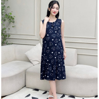 MEDYLA - Váy ngủ mặc nhà ba lỗ không tay vải lanh cổ tròn cho bầu mặc trong và sau sinh - VTS1293