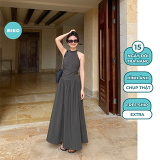 Đầm Maxi Khoét Nách Dáng Dài Chất Đũi Xước Miho House