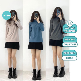 Áo Giữ Nhiệt Lông Thỏ Dài Tay, Áo Thun Cổ 3 Phân Giữ Ấm Chất Vải Dày Dặn Miho House