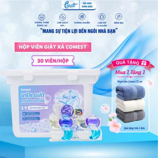 Hộp 30 viên giặt xả comest storm 4 trong 1 hương nước hoa thơm mát