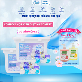  Combo 2 Hộp Viên Giặt Xả Comest Storm 4 Trong 1 Hương Nước hoa Thơm Mát  30 Viên Hộp  1 viên giặt được 5-6kg quần áo  