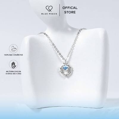 Dây Chuyền Bạc 925 Blue Peach DC Vòng Tròn Hoa 5 Cánh Moonstone Size S DC802