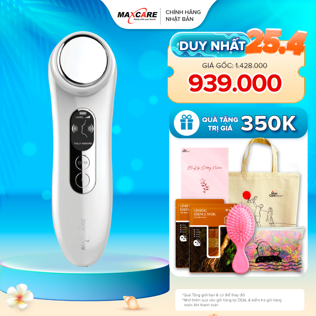 Máy đẩy tinh chất ION dưỡng trắng Maxcare Max888 (làm sạch sâu - đẩy tinh chất - cấp ẩm - dưỡng da) thương hiệu Nhật Bản