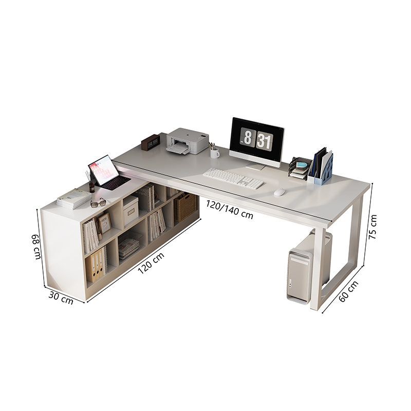 Bàn làm việc góc chữ L kết hợp tủ sách thông minh, tiết kiệm diện tích thương hiệu UNLIMI - GM131 | BigBuy360 - bigbuy360.vn