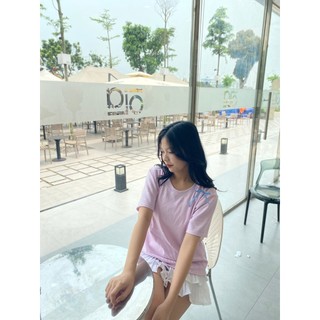 Áo babytee nơ vai chất thun gân form dáng vừa ảnh thật
