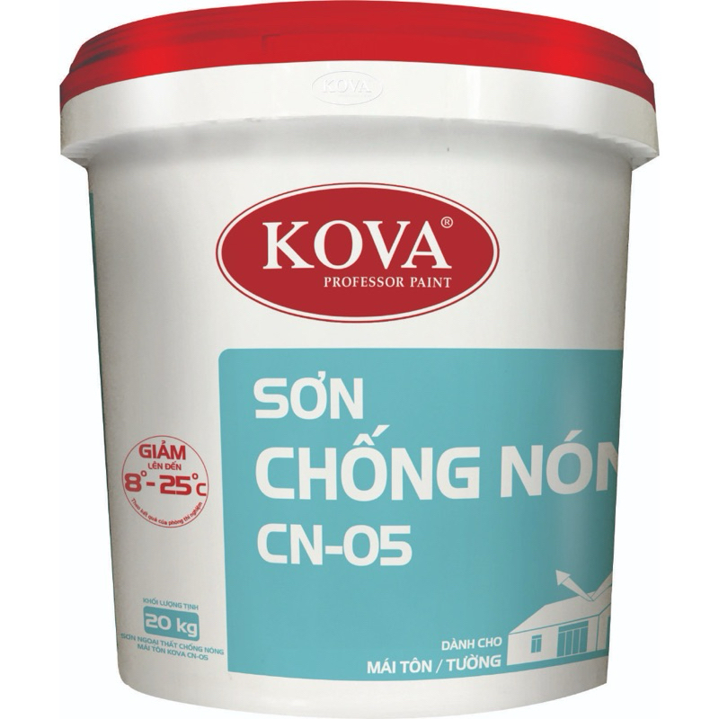 Sơn chống nóng KOVA CN-05 Chính Hãng (5kg). Giảm nhiệt độ bề mặt mái tôn, tườn nhà làm mát ngôi nhà 